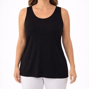 Chico's Travelers Black Ribbed Tank Top Shell Size 3 XL Scoop Neck Stretch Luxe
